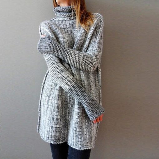 Turtleneck Knitted Pullover SweaterTopsVestido-de-punto-de-cuello-alto-1