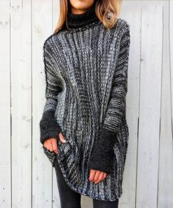 Turtleneck Knitted Pullover SweaterTopsVestido-de-punto-de-cuello-alto-2