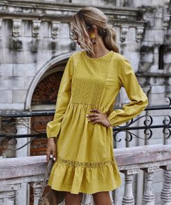 Long Sleeve Loose Vintage DressDressesWoman-Dress-Autumn-Winter-Casual-1