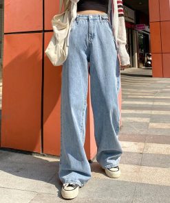 Wide Leg Denim JeansBottomsWoman-Jeans-High-Waist-Clothes-W-1