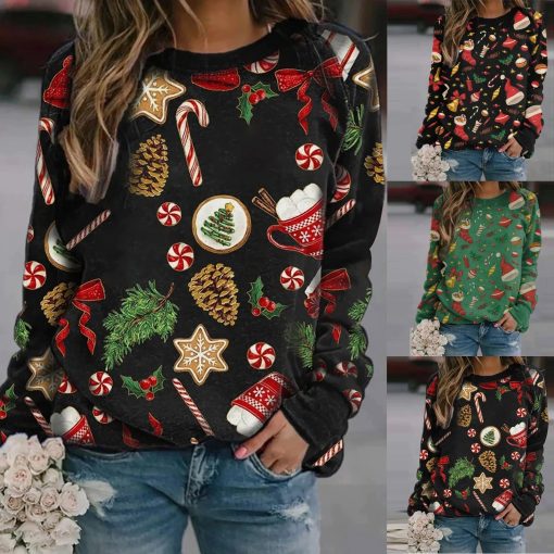 Women’s Casual Christmas SweaterTopsWomen-Casual-Christmas-Printing