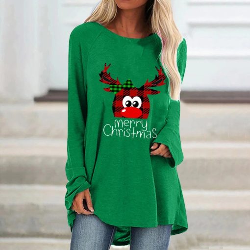 Plus Size Casual Christmas TopsTopsWomen-Casual-T-shirt-Christmas-P-3