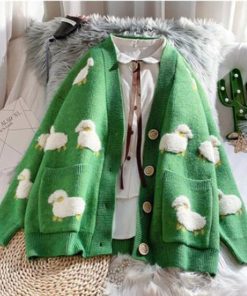 Plus Size Korean Style SweaterTopsgreen-9