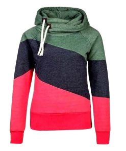 New Style Patchwork HoodieTopsred-11