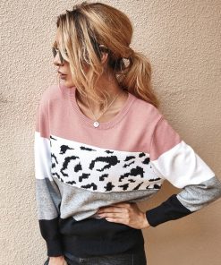 Patchwork Leopard Print Knitted SweaterTopsAutumn-Winter-Women-s-Sweaters-O-5