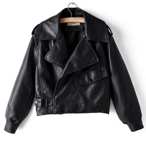 Turndown Collar Leather JacketTopsFitaylor-New-Autumn-Women-Faux-L-1