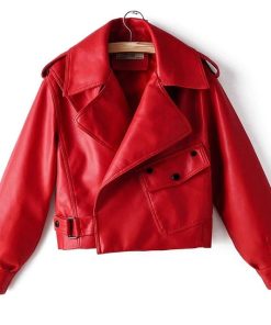 Turndown Collar Leather JacketTopsFitaylor-New-Autumn-Women-Faux-L