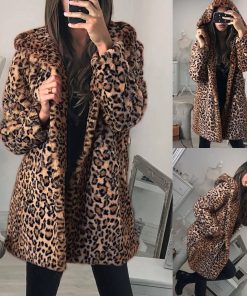 Leopard Print Faux Fur Long JacketTopsLeopard-Teddy-Coat-Womens-Ladies