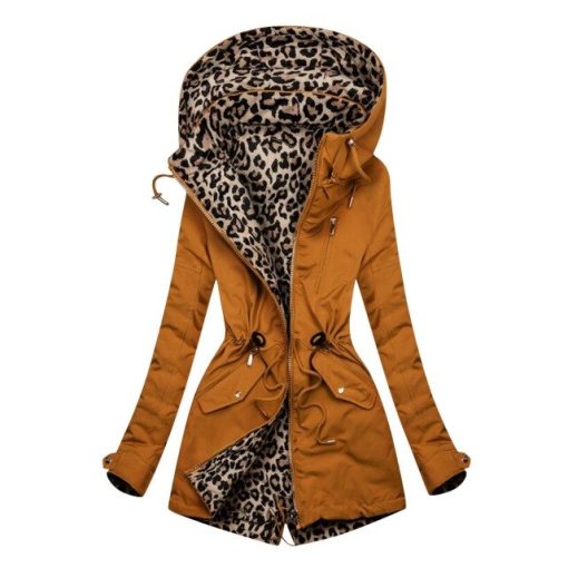 Women’s Leopard Print Hooded CoatTopsWinter-Clothes-Women-Parka-Jacke-1