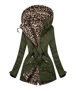 Women’s Leopard Print Hooded CoatTopsWinter-Clothes-Women-Parka-Jacke-2