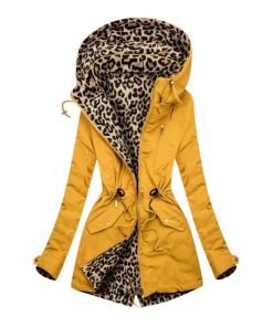 Women’s Leopard Print Hooded CoatTopsWinter-Clothes-Women-Parka-Jacke