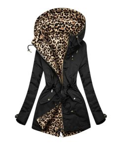 Women’s Leopard Print Hooded CoatTopsWinter-Clothes-Women-Parka-Jacke-3