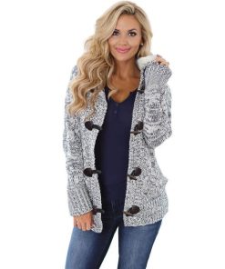 Warm Hooded Cardigan SweaterTopslight-grey