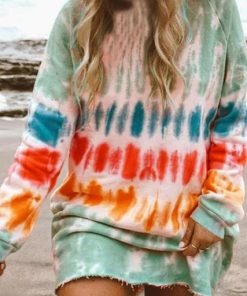 Rainbow Print Shirt Dress | Sweatshirt DressDressesred