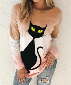Cute Cat Printed TopsTopsAutumn-Gradient-Tie-Dye-Funny-Cu-1
