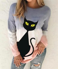 Cute Cat Printed TopsTopsAutumn-Gradient-Tie-Dye-Funny-Cu-3