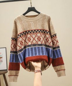 Retro Jacquard Pullover SweaterTopsAutumn-Winter-Women-s-Sweater-No-1