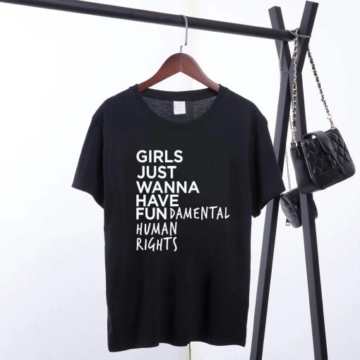 Girls Just Wanna Have Fundamental Human RightsTopsFeminist-Feminism-T-Shirt-Girls