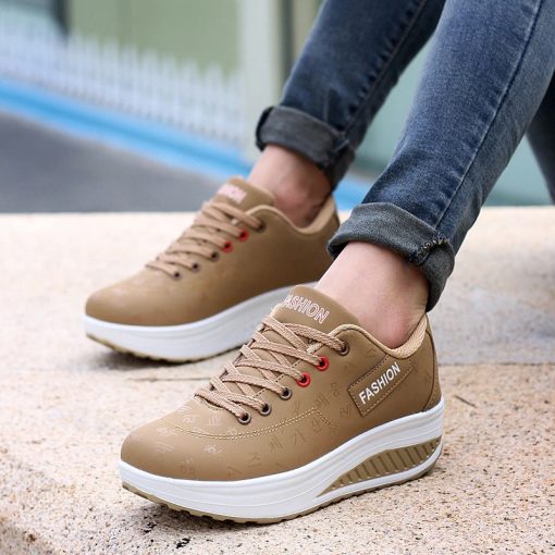 Hot Sale 2021 Breathable SneakerShoesShoes-woman-2020-pu-leather-brea