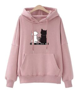 Cute Cat Print SweatshirtTopsStreetwear-Hoodies-Women-Sweatsh-2