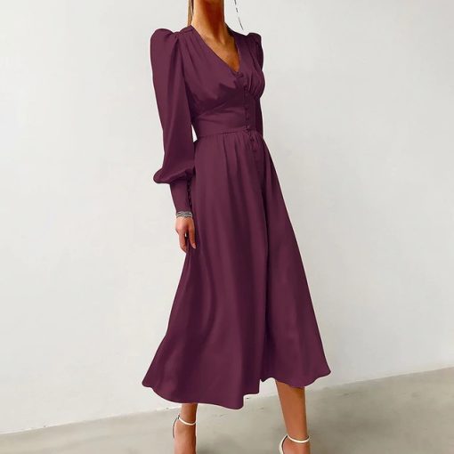 2021 Long Full Sleeve Stunning DressDressesOOTN-Beige-Single-Breasted-Sexy