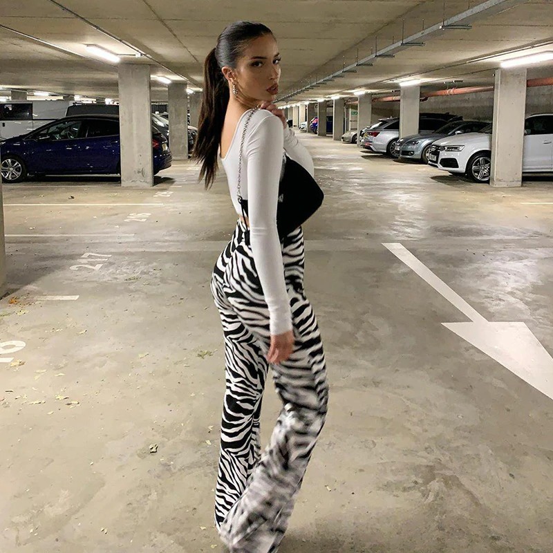 Zebra Print Wide Leg Pants – Miggon