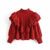 2021 Fashion Ruffle Cropped Knitted SweaterTopsWinter-warm-ruffle-turtleneck-sw