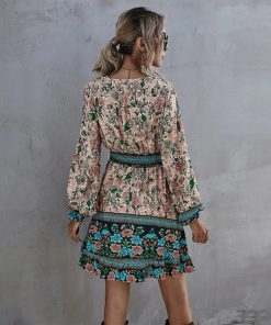 New Fashion Floral Print Vintage DressDressesspring-women-s-high-waist-ruffle-1