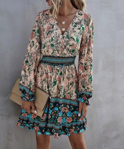 New Fashion Floral Print Vintage DressDressesspring-women-s-high-waist-ruffle-3