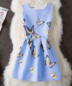 A-Line Butterfly Print Mini DressDresses2021-New-Summer-Women-Sleeveless-1