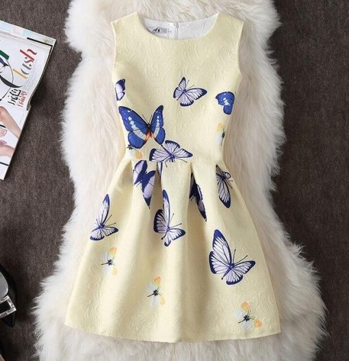 A-Line Butterfly Print Mini DressDresses2021-New-Summer-Women-Sleeveless-2