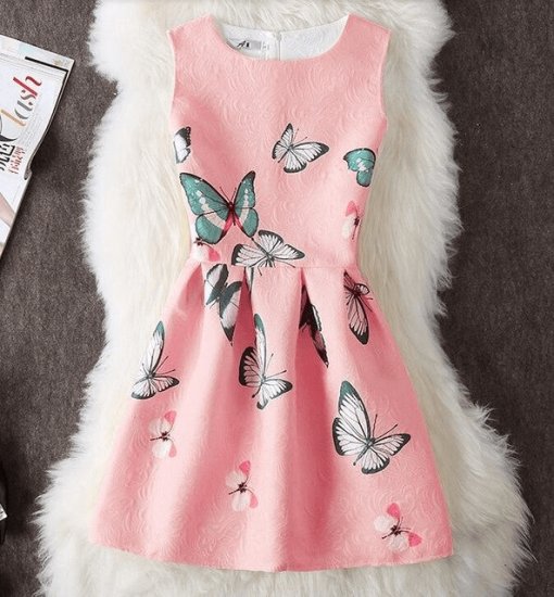 A-Line Butterfly Print Mini DressDresses2021-New-Summer-Women-Sleeveless