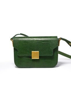 New Lizard Print Genuine Leather HandbagHandbagsARMY-GREEN
