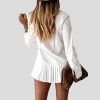 Casual Turn Down Collar Mini DressDressesAutumn-Long-Sleeve-White-Pleated-4