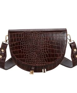 Crocodile Semi-Cricle Luxury Leather BagHandbagsLuxury-Fashion-Women-Crossbody-B-1