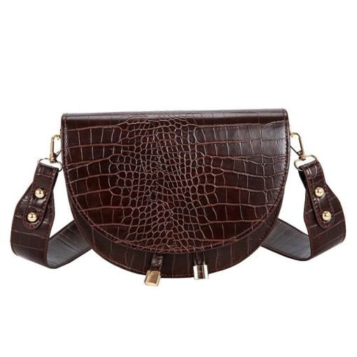 Crocodile Semi-Cricle Luxury Leather BagHandbagsLuxury-Fashion-Women-Crossbody-B-1