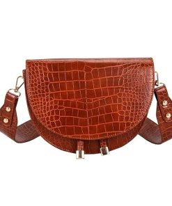 Crocodile Semi-Cricle Luxury Leather BagHandbagsLuxury-Fashion-Women-Crossbody-B-2