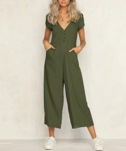 Hot Sale New Fashion Wide Leg Cotton JumpsuitDressesRoompers-Summer-new-Women-Casual