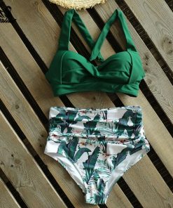 Halter Plus Size Floral Print Bikini SetSwimwearsSexy-High-Waistq-Bikini-2021-Halt