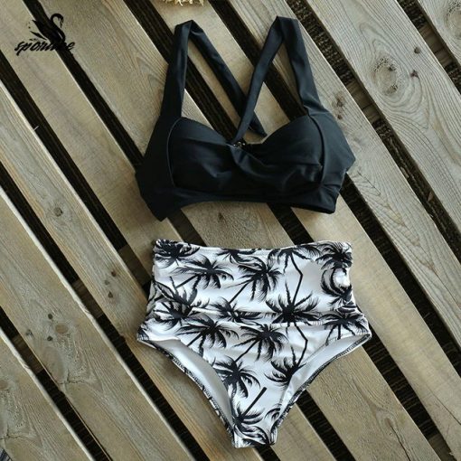 Halter Plus Size Floral Print Bikini SetSwimwearsSexy-aHigh-Waist-Bikini-2021-Halt