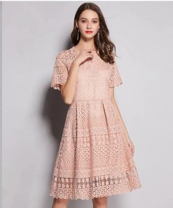 Elegant Lace DressDressesVestidos-Lace-Dress-Elegant-Pink-2