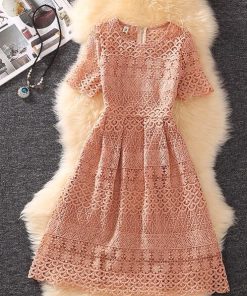 Elegant Lace DressDressesVestidos-Lace-Dress-Elegant-Pink