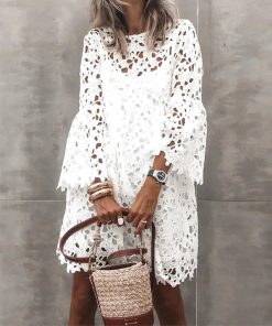 Women’s Hollow Out Lace DressDressesWomen-Hollow-Out-Lace-Flared-Sle