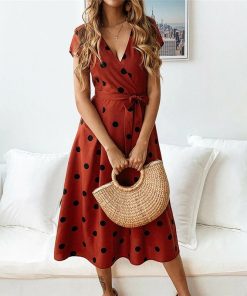 Women’s Vintage Polka Dot Summer DressDressesWomen-Vintage-Polka-Dots-Dress-V-1