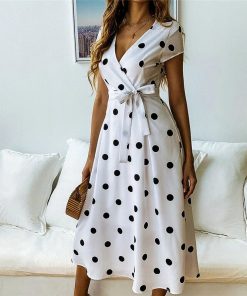 Women’s Vintage Polka Dot Summer DressDressesWomen-Vintage-Polka-Dots-Dress-V