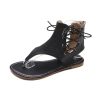Comfortable Lace-up Flat Leather SandalShoesWomen-s-Sandals-Summer-2020-Luxu-1