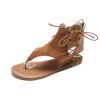 Comfortable Lace-up Flat Leather SandalShoesWomen-s-Sandals-Summer-2020-Luxu-2
