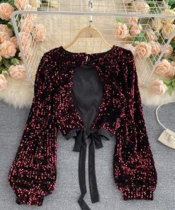 Sexy Hollow Out Sequin BlouseTopsSexy-Hollow-Out-Sequin-Blouse-Wo