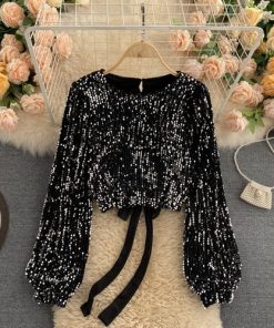 Sexy Hollow Out Sequin BlouseTopsSexy-Hollow-Out-Sequin-Blouse-Wo-4
