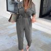 Casual Solid Color Cargo JumpsuitDressesCelmia-Rompers-Faashion-Jumpsuits